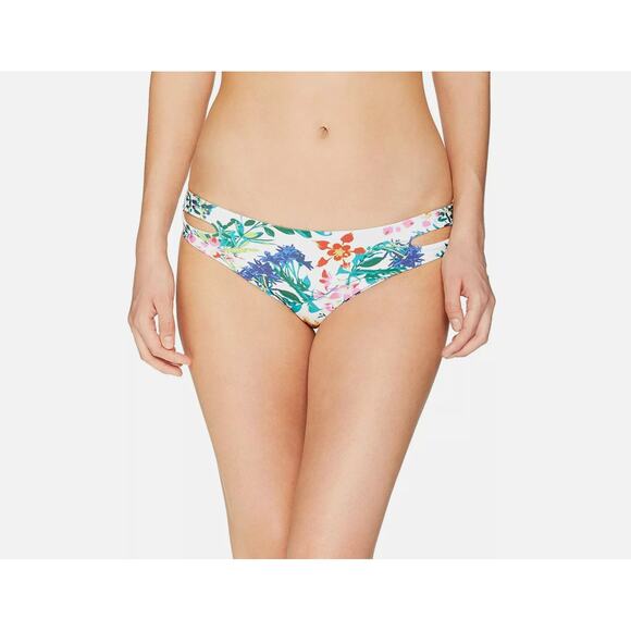 Roxy Junior's Solid Softly Love Reversible Bikini Bottom, Bright White Floral S - Picture 1 of 5